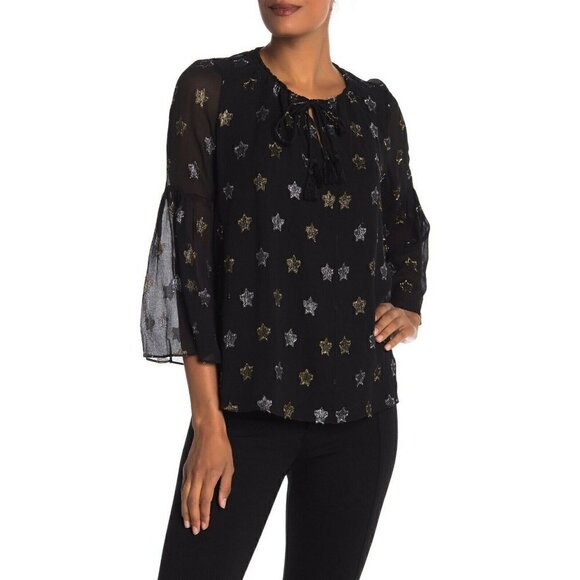 Rebecca Minkoff Womens Black Chiffon Top Size S - Picture 2 of 12